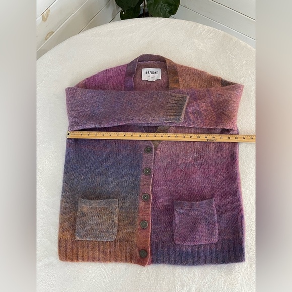 Re/Done 90s Size M Oversized Cardigan Space Dye, Blue/Pink, Retro Sweater - Picture 16 of 17